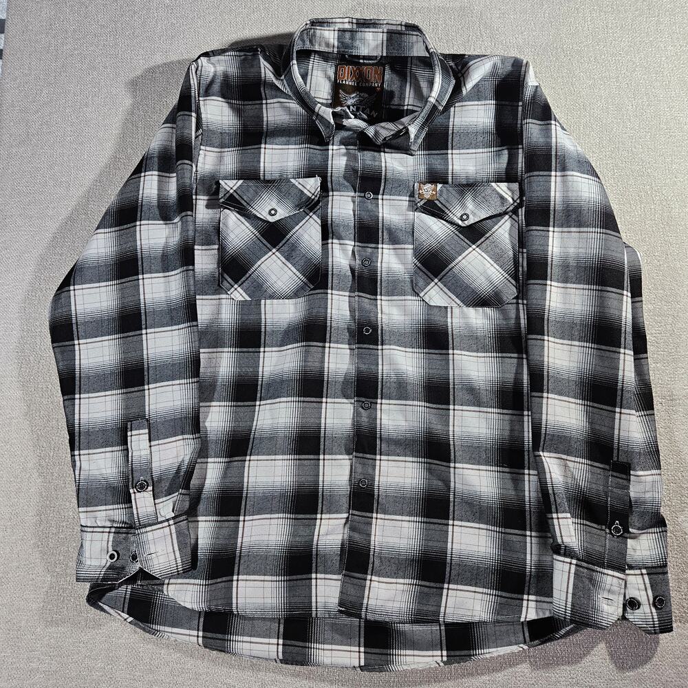 Dixxon Santan Spirits Flannel Shirt Mens 2XL Black White Plaid